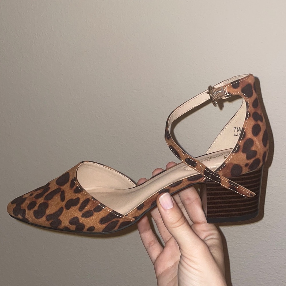 Cheetah kitten heels ankle strap